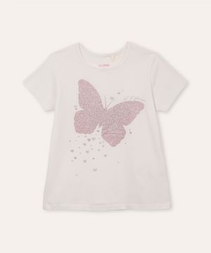 blusa infantil manga curta borboleta let it shine rosa