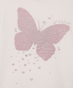 blusa infantil manga curta borboleta let it shine rosa