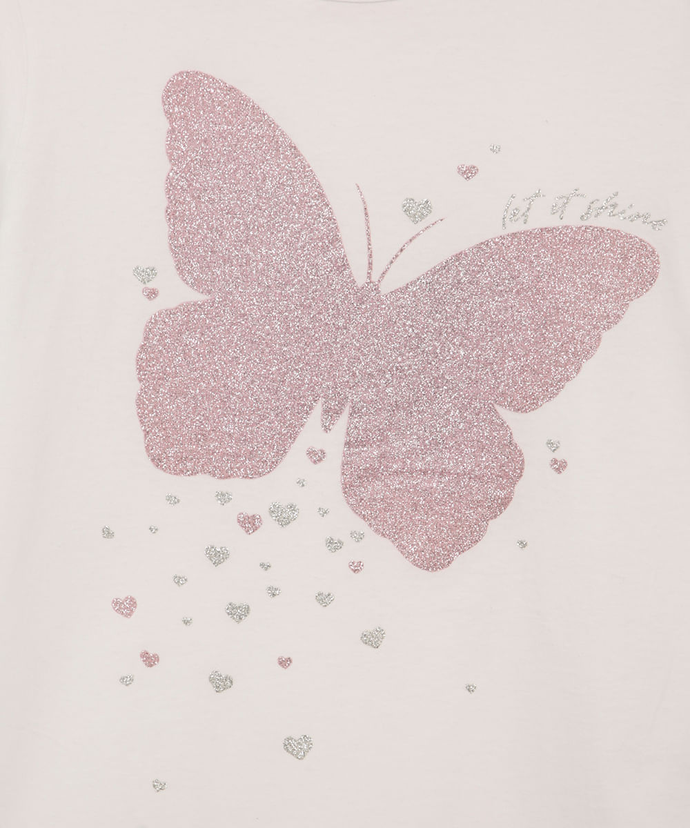 blusa infantil manga curta borboleta let it shine rosa