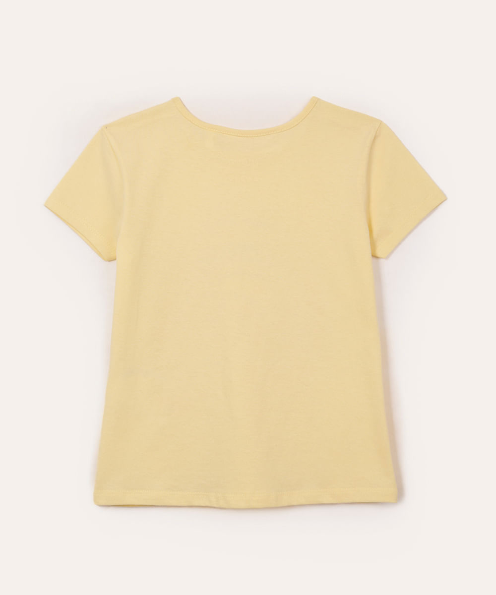 blusa de algodão infantil arco íris com glitter amarela