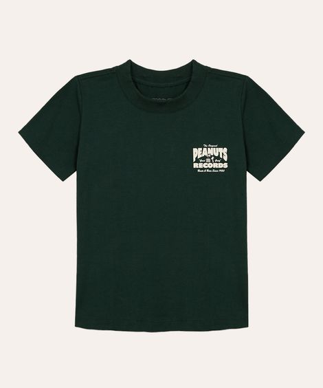 camiseta de algodão infantil snoopy verde