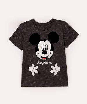 camiseta infantil manga curta mickey cinza