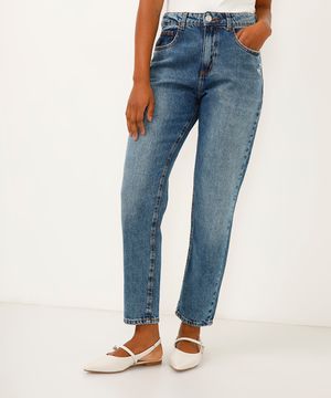 calça jeans mom cintura super alta azul