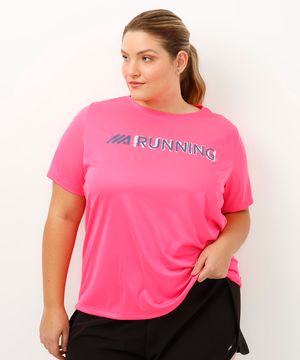 camiseta plus size running esportiva ace rosa