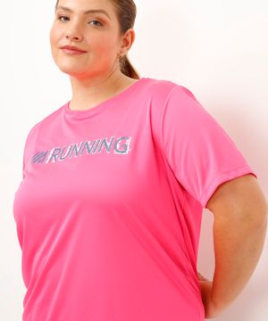 camiseta plus size running esportiva ace rosa