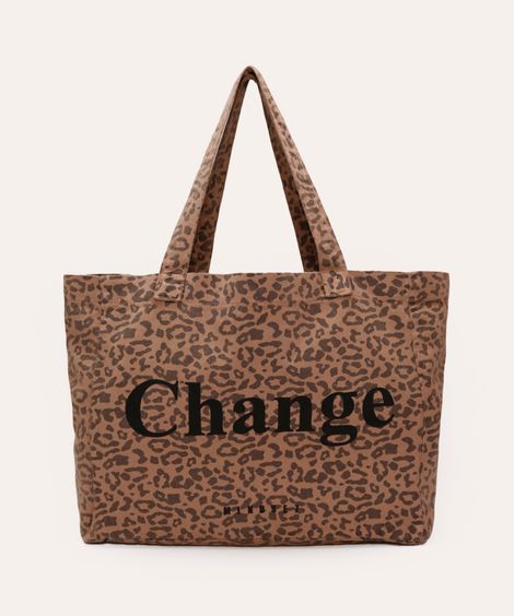 bolsa tote bag animal print change mindset marrom