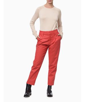 Blusa Feminina Tricot Gola Careca Raglan Viscose Calvin Klein Jeans Areia