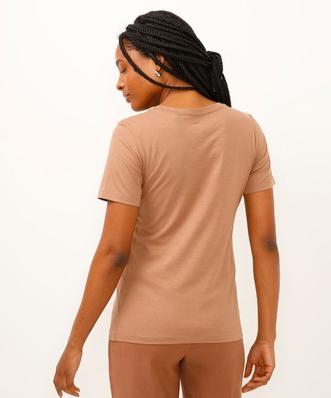 camiseta de algodão pima manga curta marrom