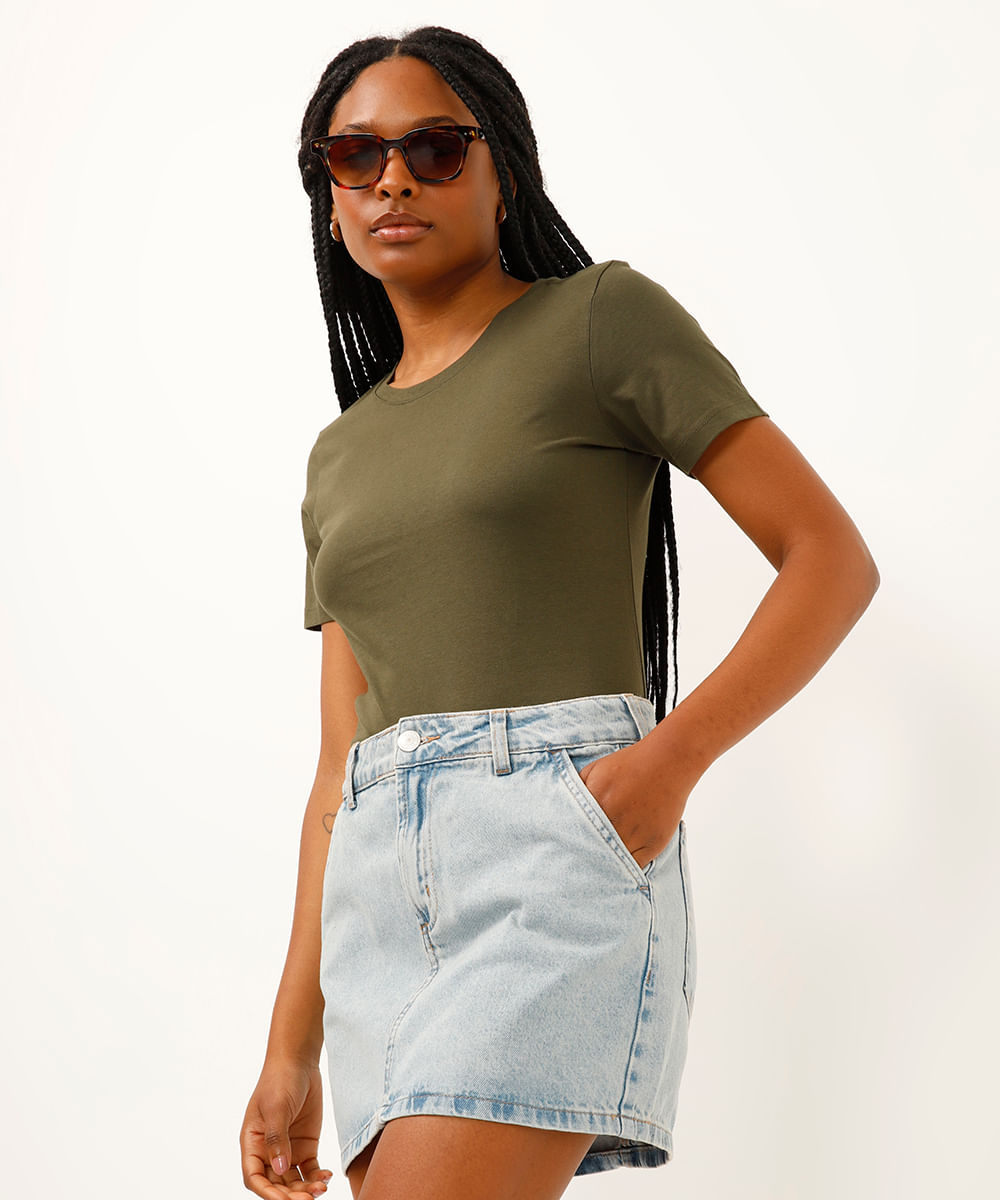 camiseta de algodão pima manga curta verde