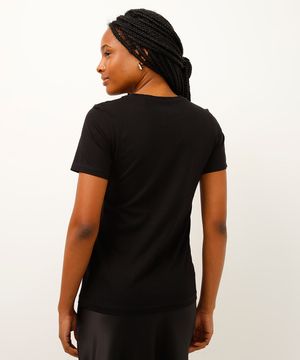 camiseta de algodão pima manga curta preta