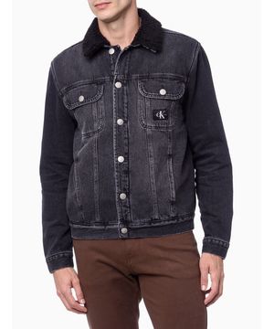 Jaqueta Jeans Masculina Trucker Pelo Calvin Klein Jeans Preto