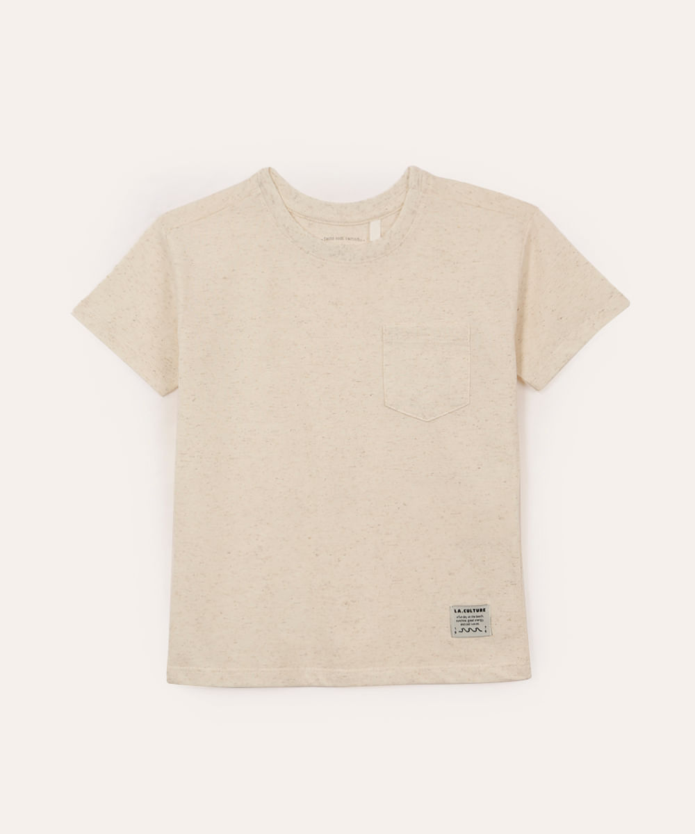 camiseta infantil com linho bege