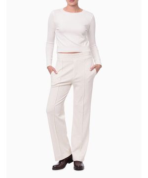 Tricot Feminino Cashmere Like Logo Calvin Klein Jeans Off White