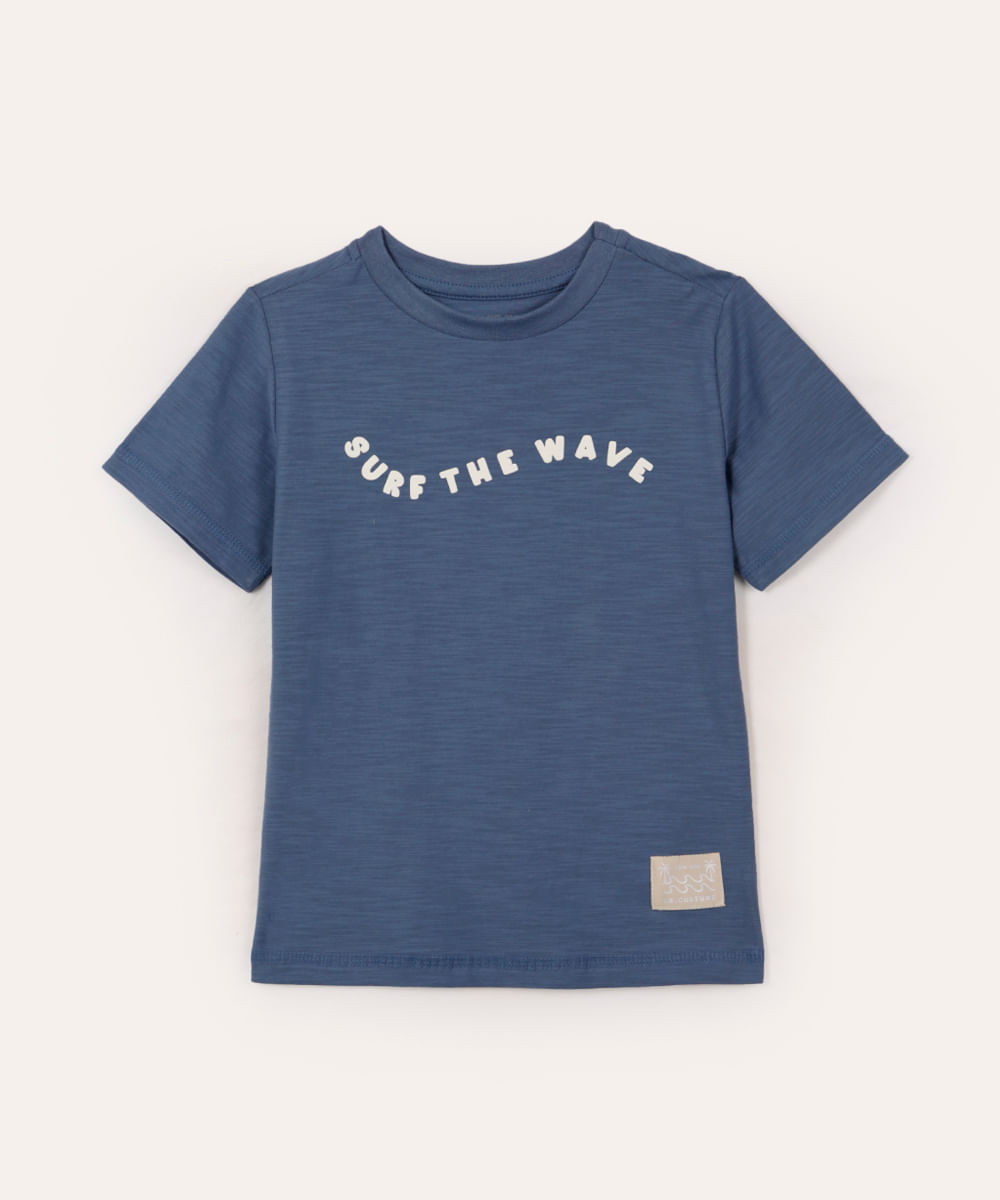 camiseta de algodão infantil flamê surf azul