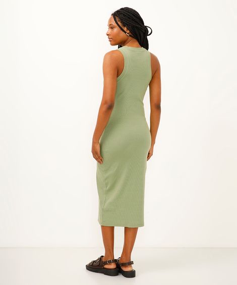 vestido básico midi decote halterneck verde
