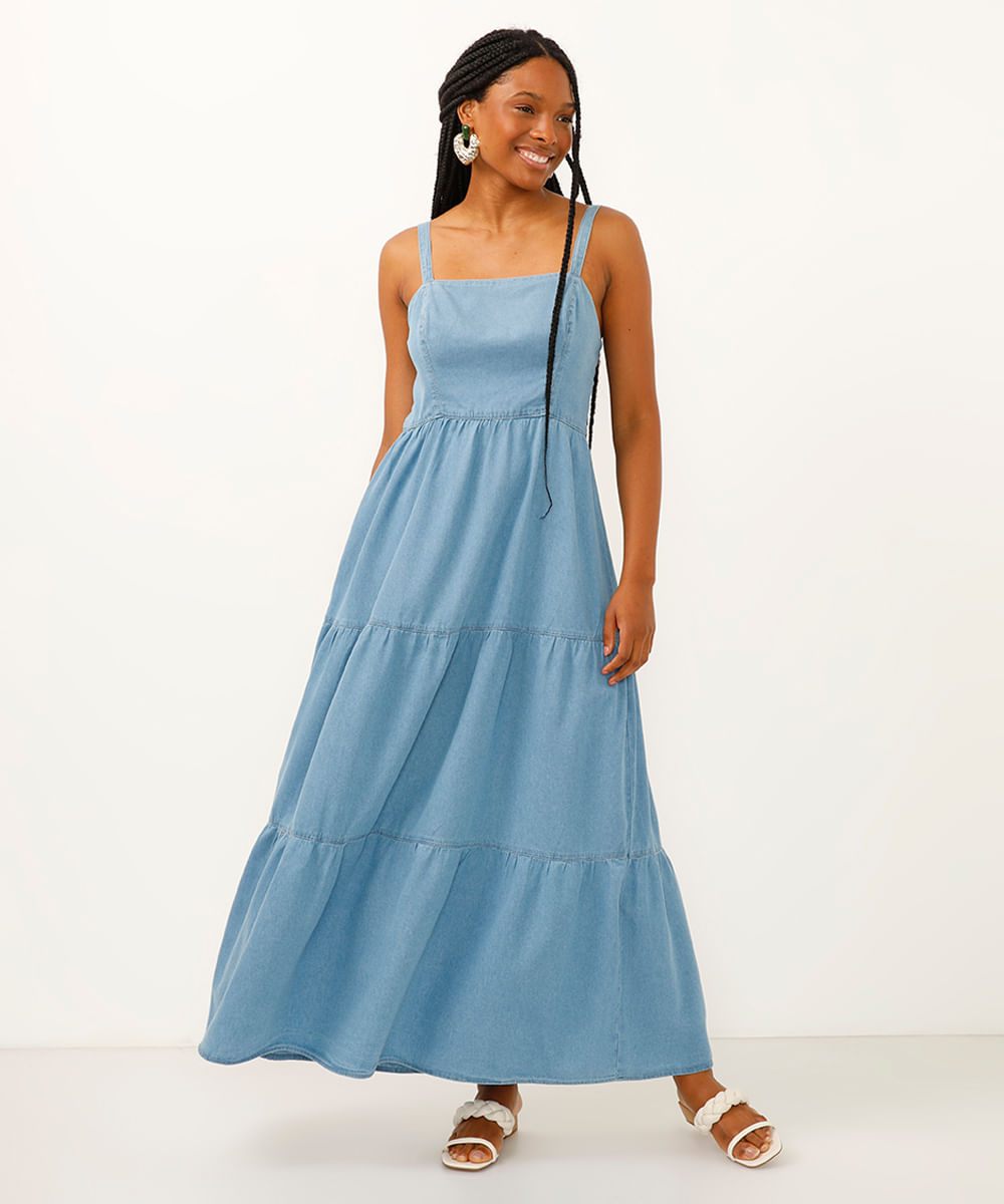 vestido longo jeans três marias azul