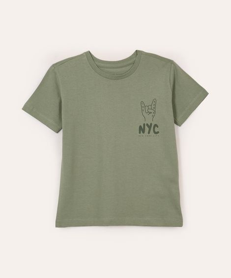 camiseta de algodão infantil nyc verde