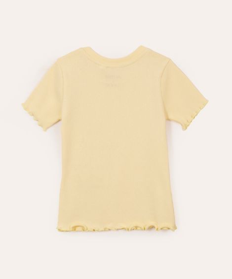 blusa infantil de algodão com brilho manga curta amarela