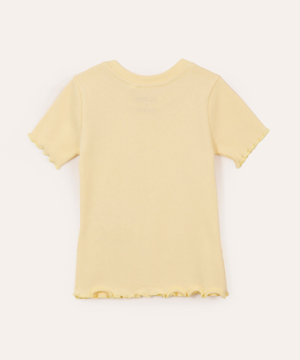 blusa infantil de algodão com brilho manga curta amarela