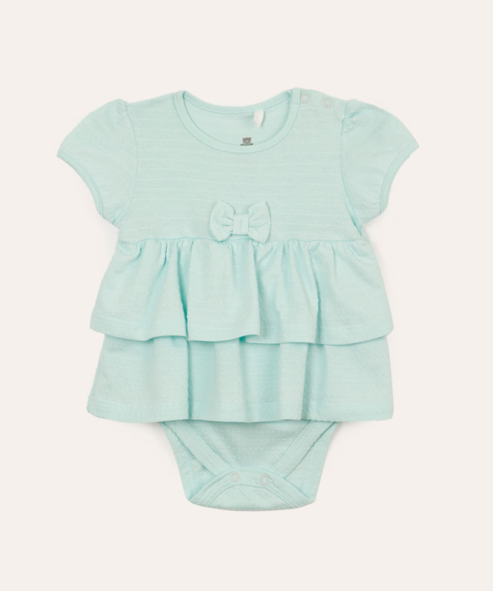 body com saia infantil babados verde