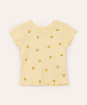 blusa de algodão infantil  - amarelo claro