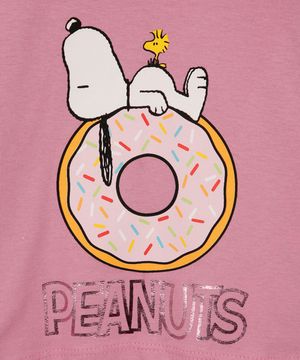 cropped de algodão infantil snoopy donnuts rosa