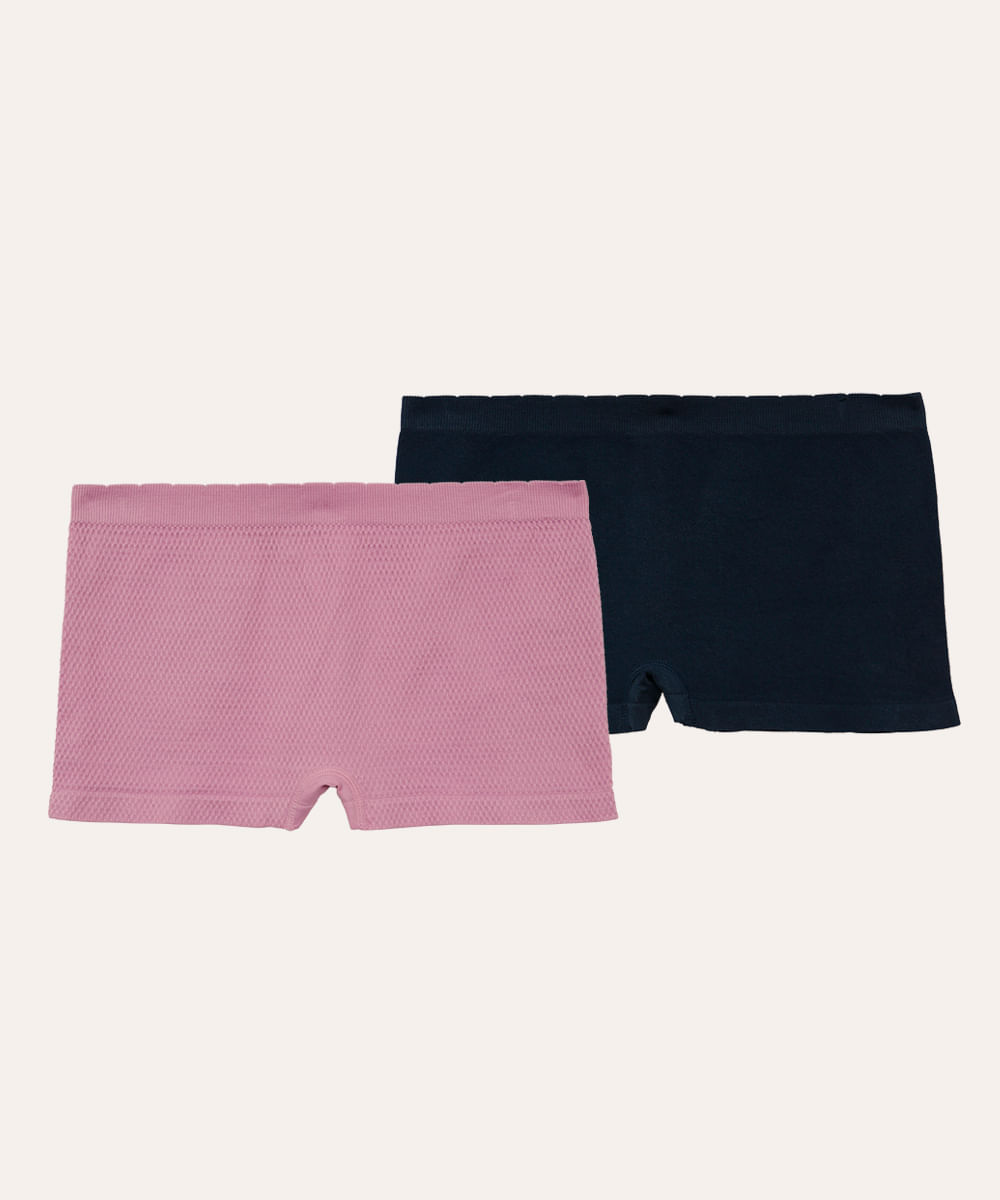 kit de 2 calcinhas texturizadas boyshort colorido