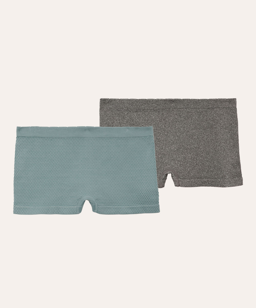 kit de 2 calcinhas boyshort texturizado colorido