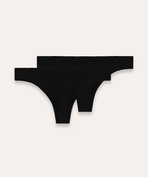 kit de 2 calcinhas fio dental de poliamida preto
