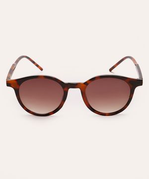 óculos de sol redondo tartaruga marrom