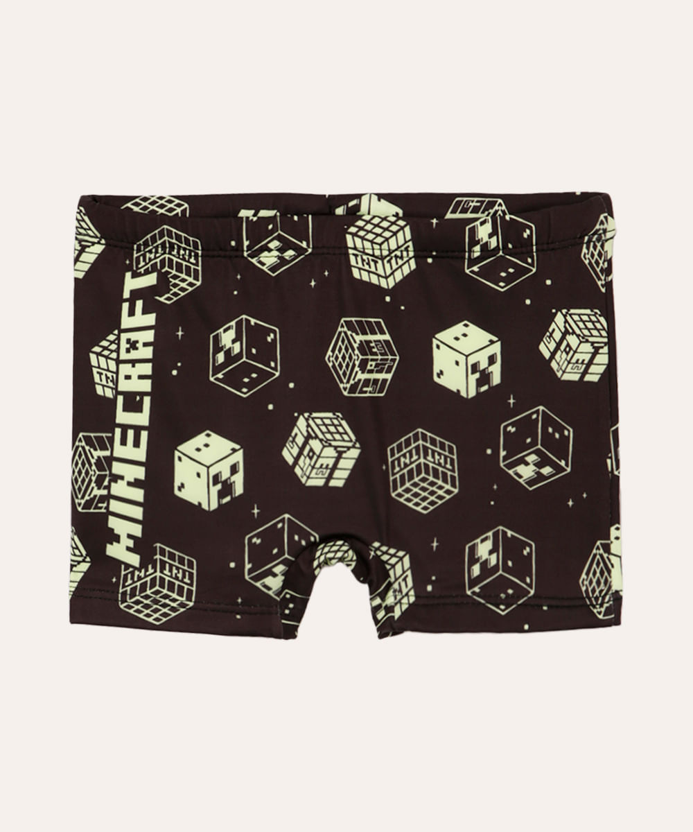 sunga boxer infantil minecraft preta