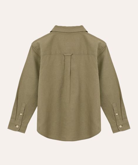 camisa infantil com linho manga longa verde