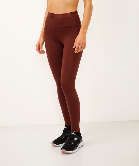 calça legging cintura alta com bolso esportiva marrom