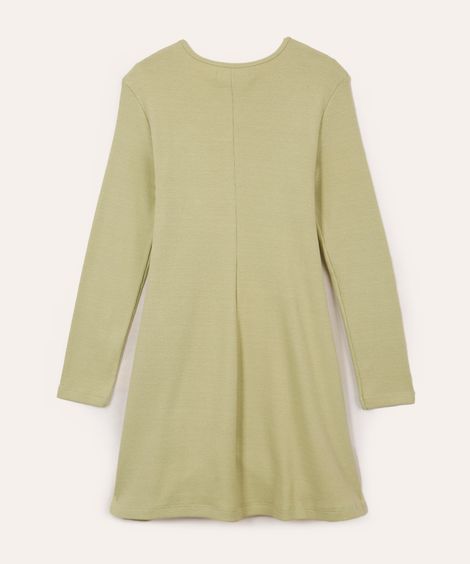 vestido de algodão infantil canelado cut out verde
