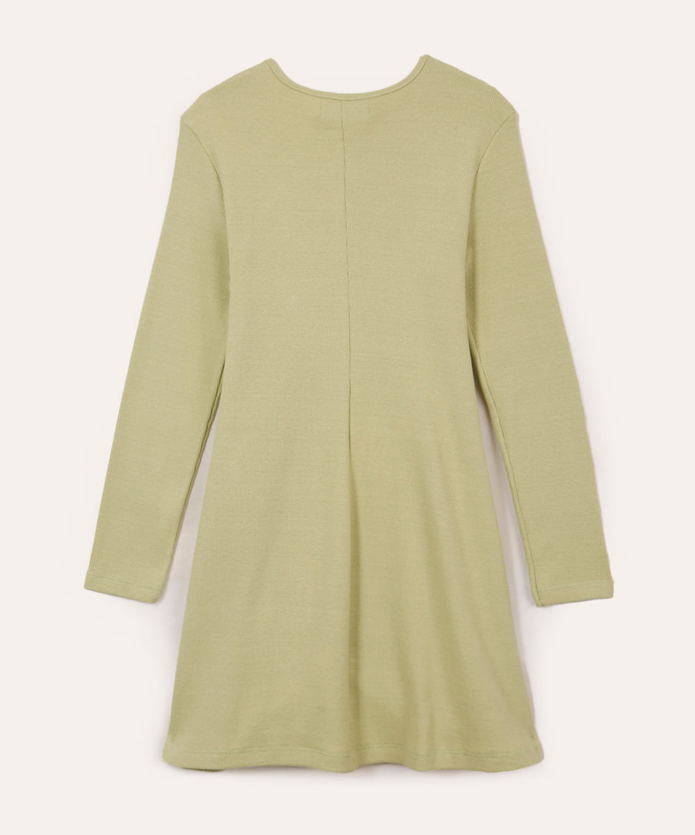 vestido de algodão infantil canelado cut out verde