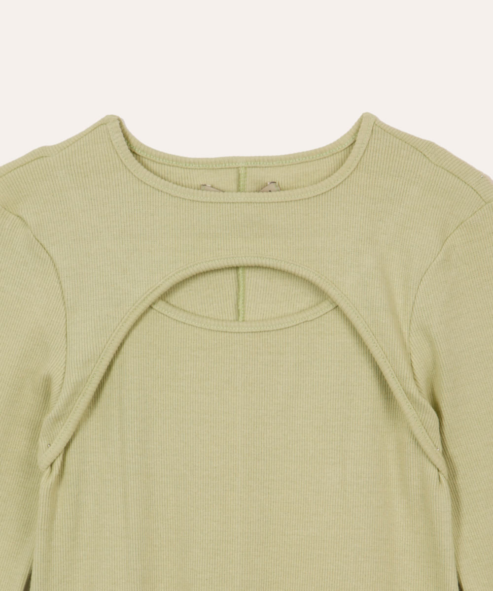 vestido de algodão infantil canelado cut out verde