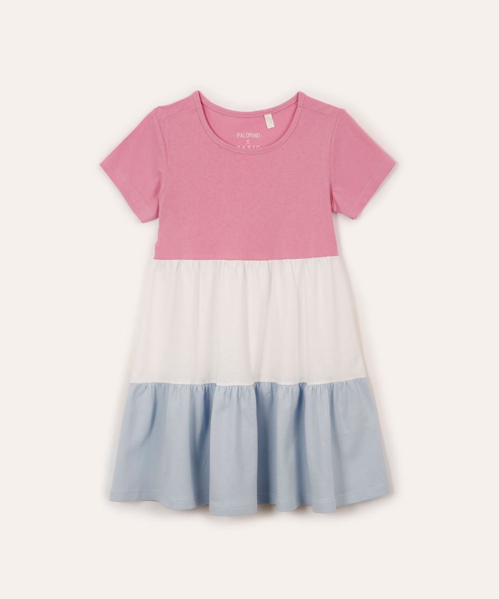 vestido de algodão infantil três marias colorido