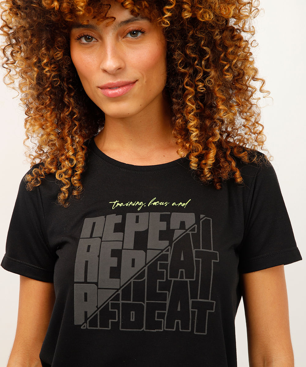 camiseta training manga curta esportiva ace preta