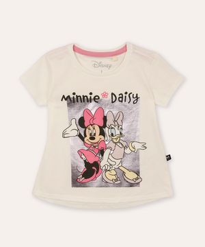 camiseta de algodão infantil Minnie off white