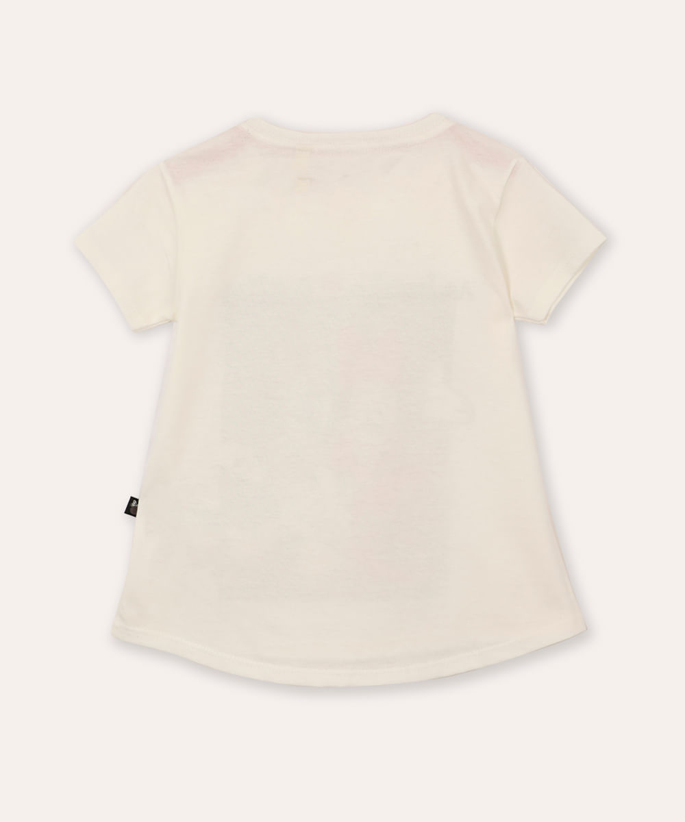 camiseta de algodão infantil Minnie off white