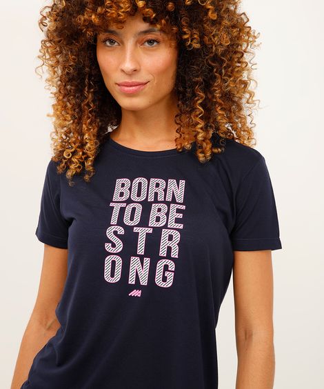 camiseta esportiva born to be strong manga curta azul