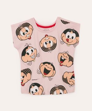 camiseta de algodão infantil turma da mônica rosa