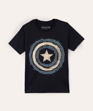 camiseta de algodão infantil capitão américa azul marinho