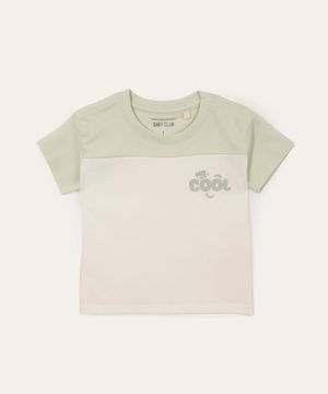 camiseta de algodão infantil com recorte mr cool verde