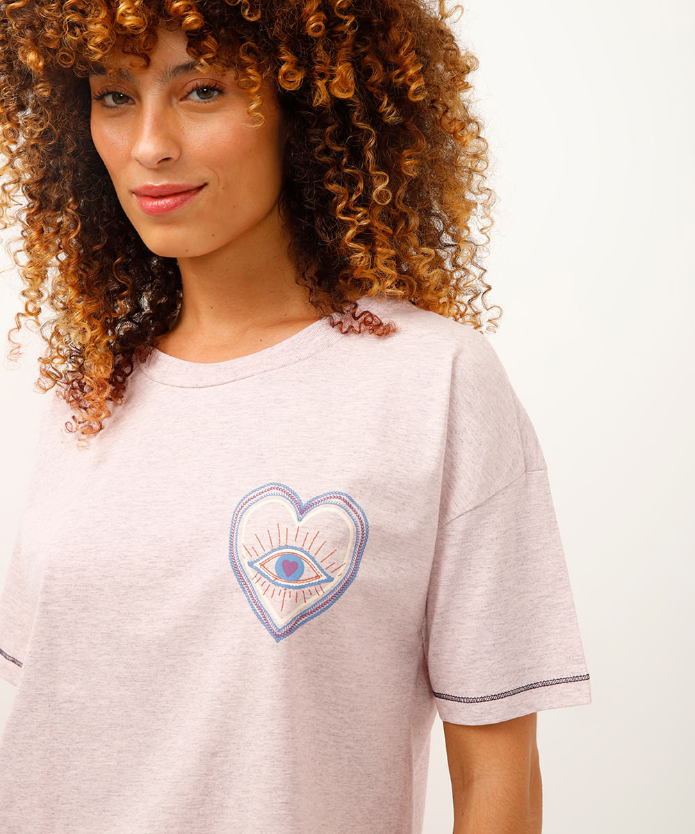 pijama de viscose estrelas manga curta rosa