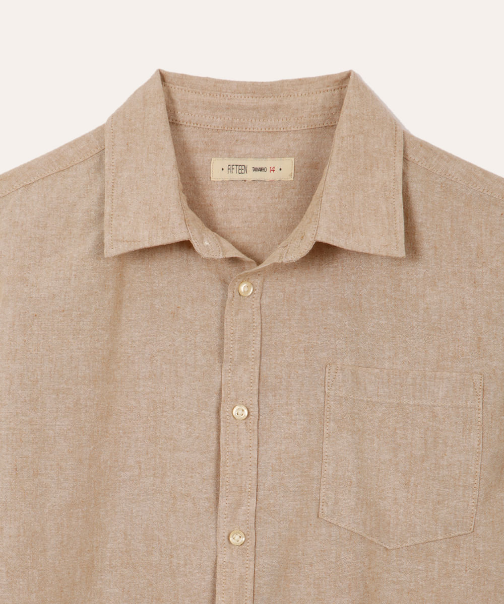 camisa com linho juvenil bege