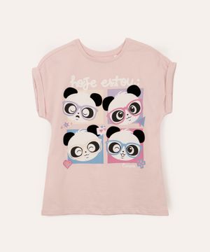 camiseta de algodão infantil luluca rosa