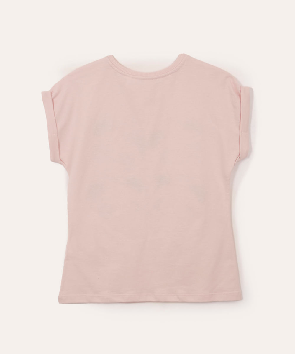 camiseta de algodão infantil luluca rosa