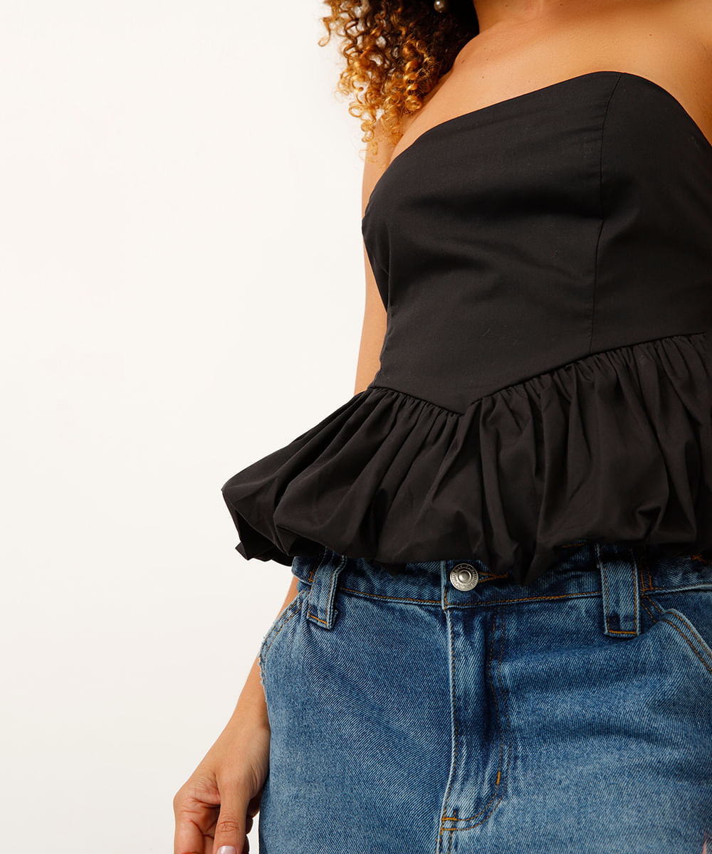 blusa sem alças balonê preto