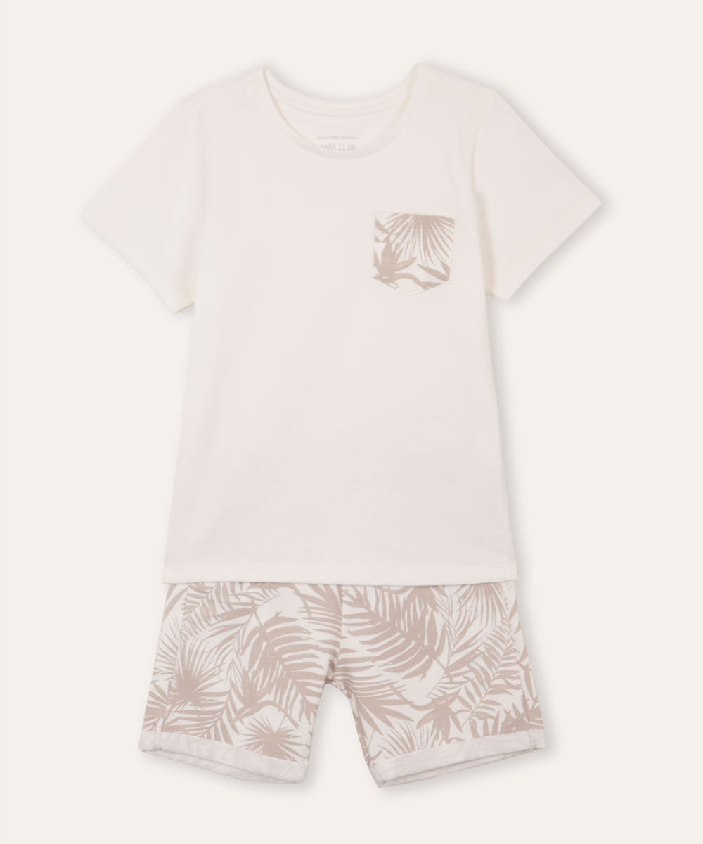 conjunto de algodão infantil folhagens bege
